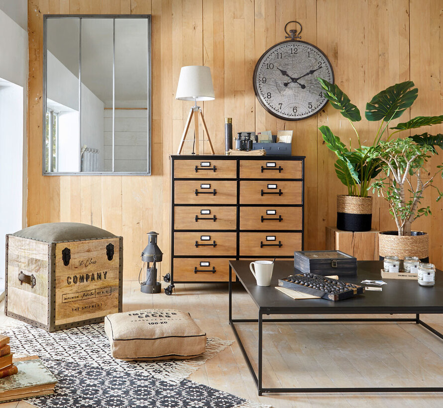 Double Sideboard with 10 Drawers - Black