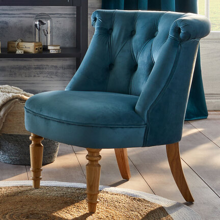 Chaise pliante velours bleu 5Five - Bleu canard