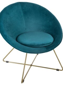 Atmosphera créateur d'intérieur Ducks P Gold Evan Armchair - Blue Velvet