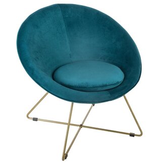 Atmosphera Loungestoel - Fauteuil - Blauw-Goud - Brit