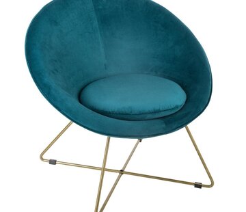 Atmosphera créateur d'intérieur Ducks P Gold Evan Armchair - Blue Velvet