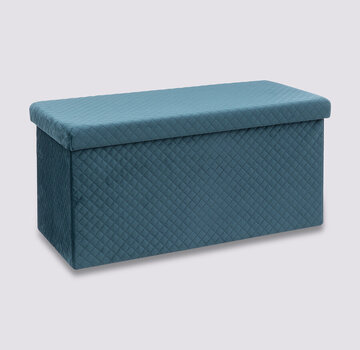  5Five Large Pouf - Storage Box - Foldable - Blue - Zephyr