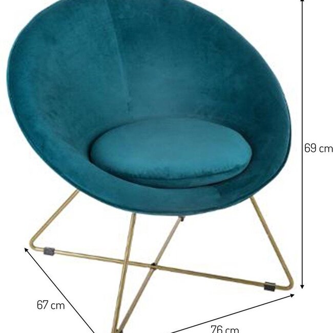 Loungestoel - Fauteuil - Blauw-Goud - Brit