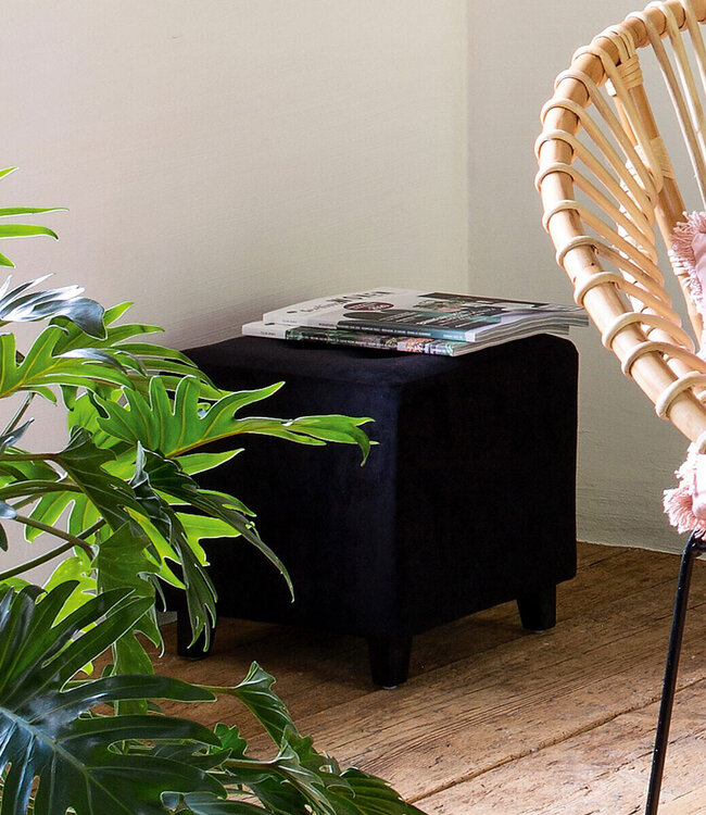 Comfort Pouf - Velvet - Black - Pine Haven