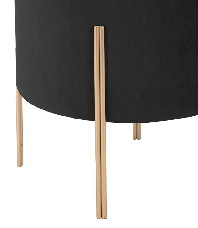 Stool - Black - Velvet - Obsidian Forge