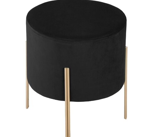 Atmosphera créateur d'intérieur Tabouret - Noir - Velours - Obsidian Forge