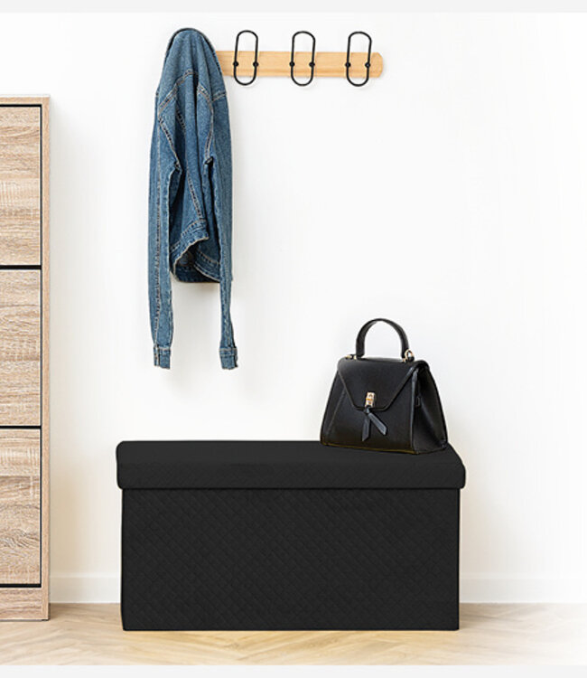 Pouf - Storage box - Foldable - Black - Shadow Stash