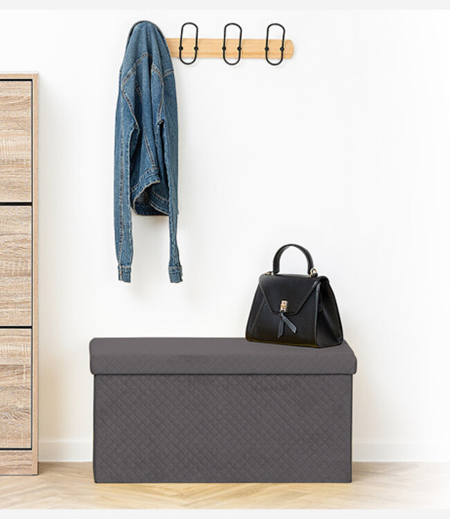 Foldable Storage Box Pouf - Gray - Shadow Retreat