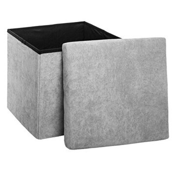  5Five Foldable Storage Box Ottoman - 6-Piece - Gray - Gray Bliss
