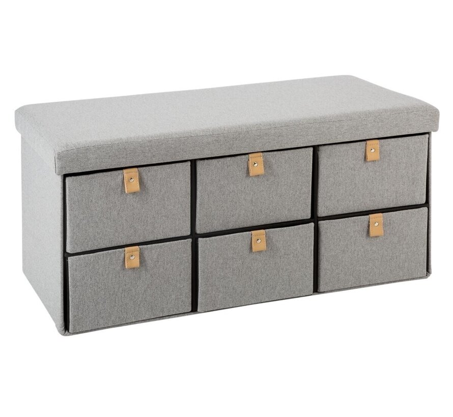 Foldable Storage Box Ottoman - 6-Piece - Gray - Gray Bliss