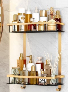 Bathroom Shelf - Wall Rack - Gold/Black - Gilded Elegance