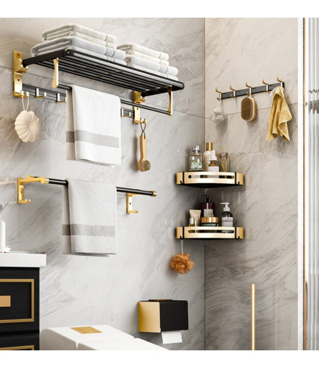 Handdoekrek - Handdoekhouder - Zwart/Goud - Golden Luxe