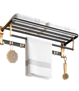 Ecarla Handdoekrek - Handdoekhouder - Zwart/Goud - Golden Luxe