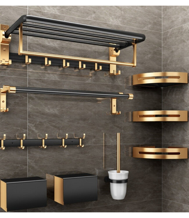 Handdoekrek - Handdoekhouder - Zwart/Goud - Golden Luxe