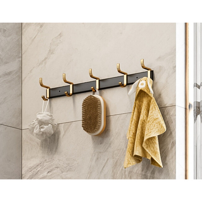 Wall Coat Rack - Towel Rack - Black/Gold - Gilded Hangings