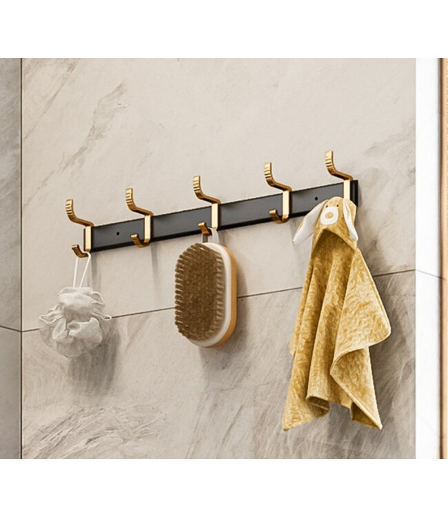 Wall Coat Rack - Towel Rack - Black/Gold - Gilded Hangings