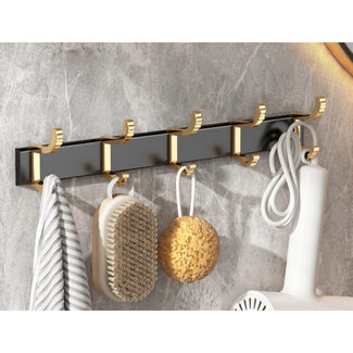 Ecarla Wandgarderobe - Handtuchhalter - Schwarz/Gold - vergoldete Behänge