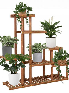 Ecarla Standing Flower Rack - Plant Stairs - Brown - Floral Ascent