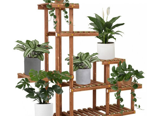 Ecarla Standing Flower Rack - Plant Stairs - Brown - Floral Ascent