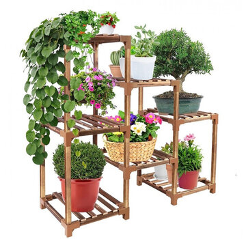 Ecarla Standing Flower Rack - Plant Stairs - Brown - Flora Viva