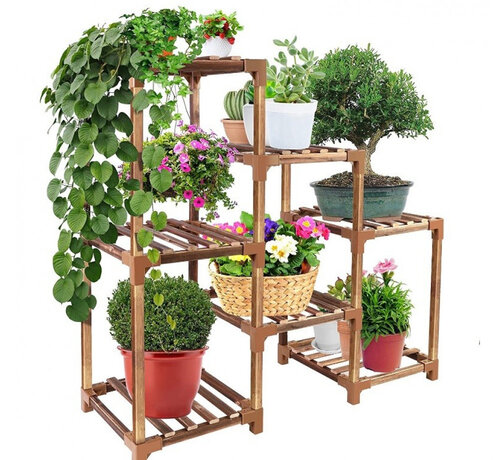 Ecarla Standing Flower Rack - Plant Stairs - Brown - Flora Viva