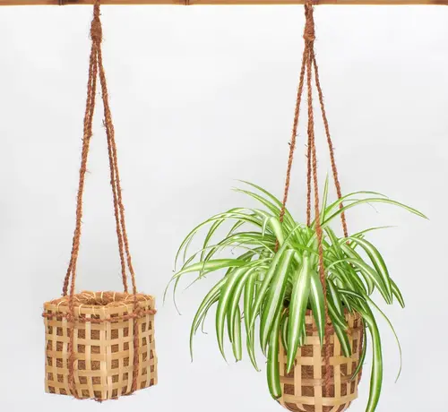 Bamboona Panier suspendu en osier - Suspension pour plantes - Naturel