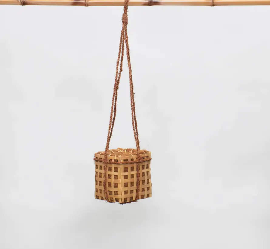 Panier suspendu en osier - Suspension pour plantes - Naturel