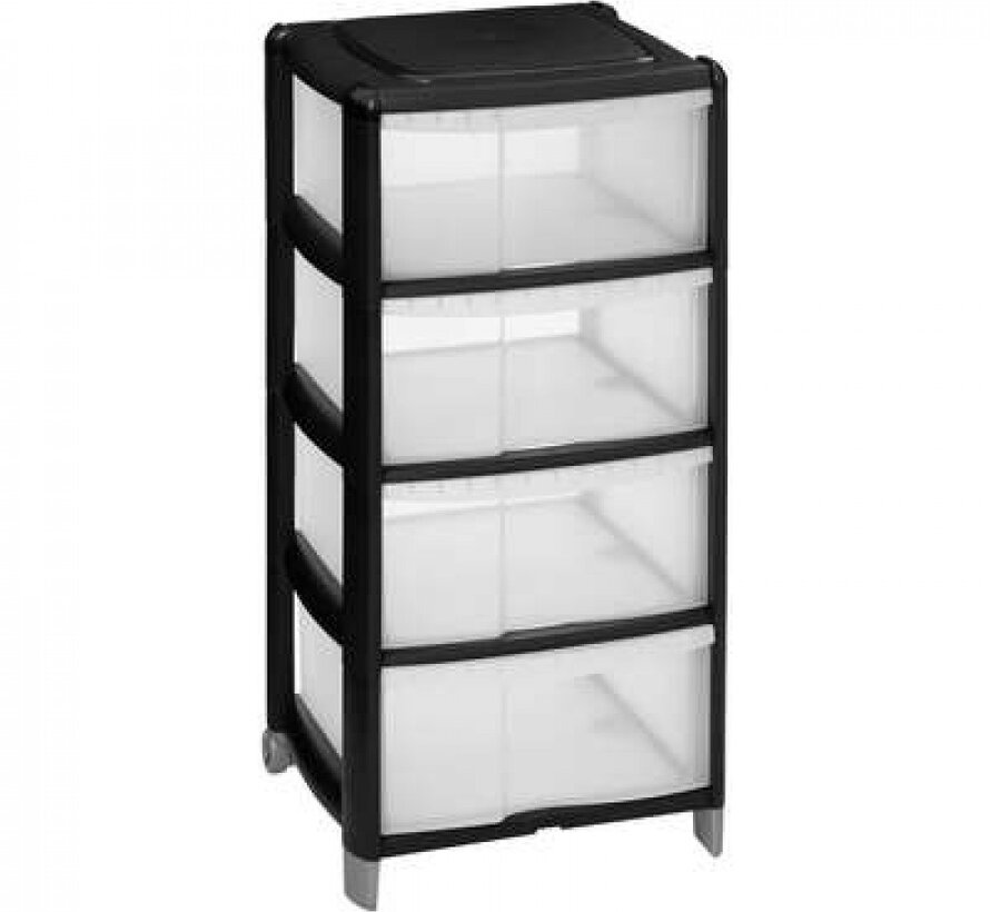 Commode/Organiseur - 4 Tiroirs - Noir - Nocturnal Noir