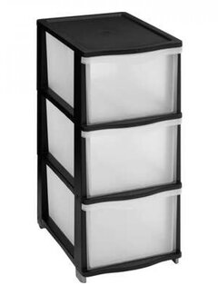  5Five Commode/Organiseur - 3 Tiroirs - Noir - Encrier