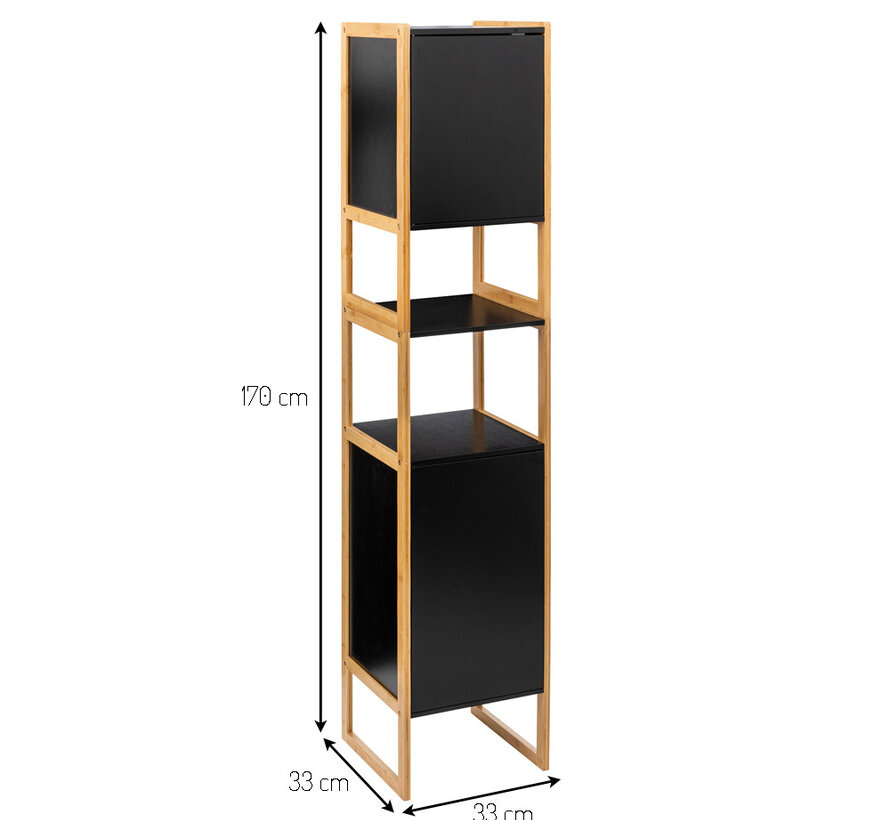 High Bathroom Cabinet - Column Cabinet - Black - Shadow Column