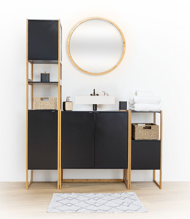 High Bathroom Cabinet - Column Cabinet - Black - Shadow Column