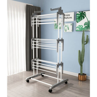 Ecarla Laundry drying rack - Drying rack - With wheels - Foldable - White