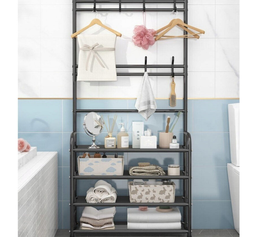 4-Tier Rack for Clothes and Shoes - Black - Confortime