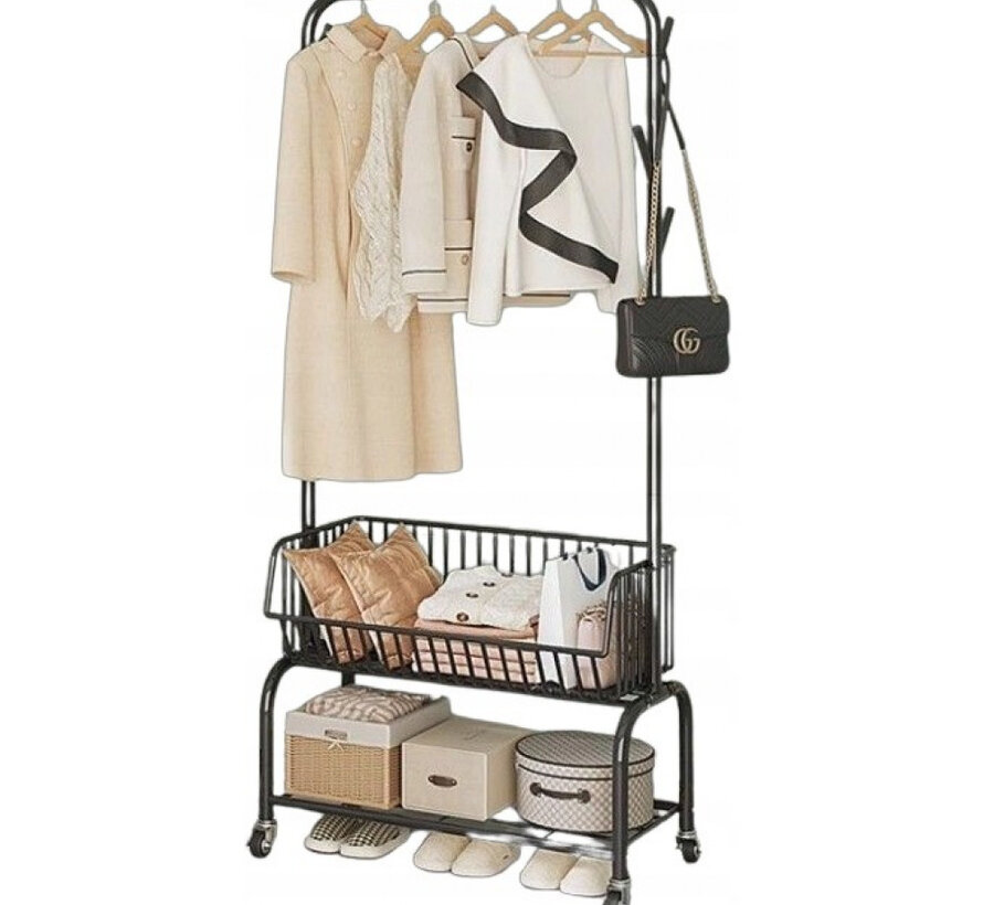 Standing Rack for Clothes and Shoes - Black - Confortime