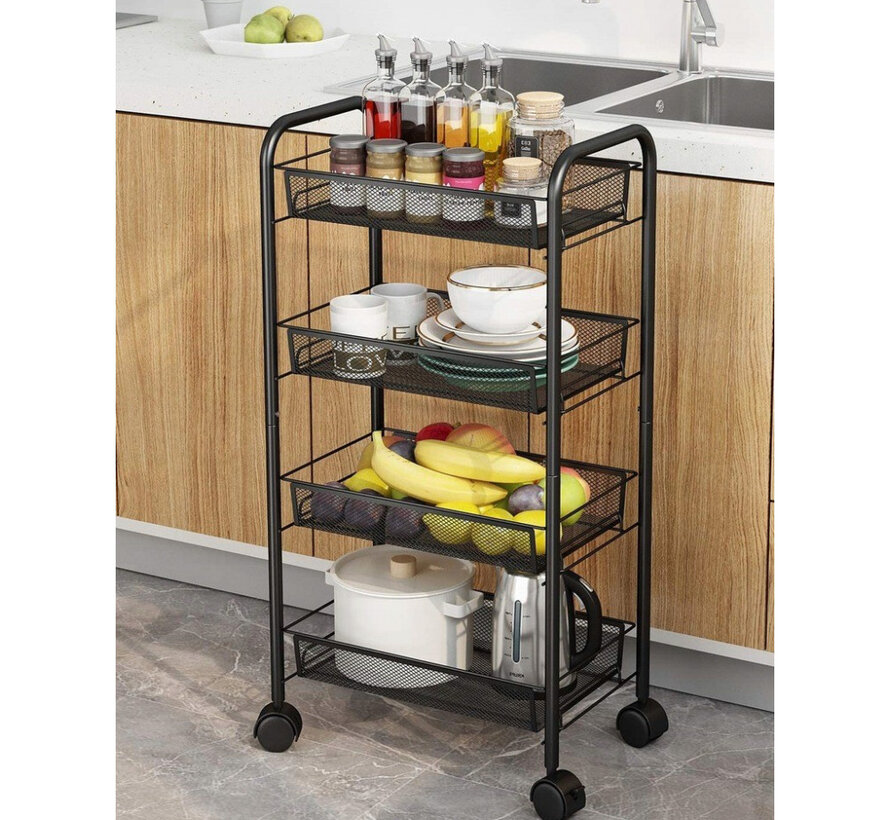 Trolley with Wheels - 4-Layer - Black