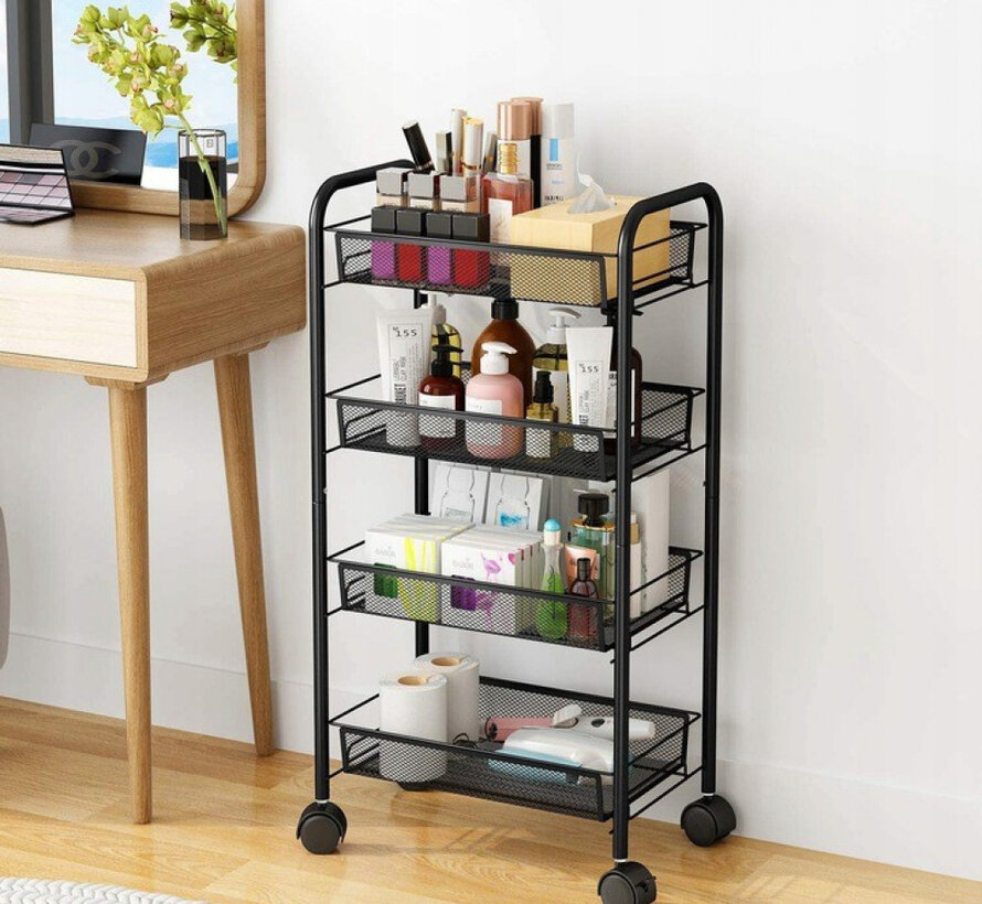 Trolley with Wheels - 4-Layer - Black