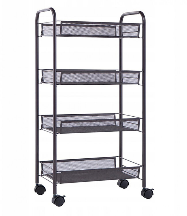 Trolley met Wielen - 4-Laags - Zwart