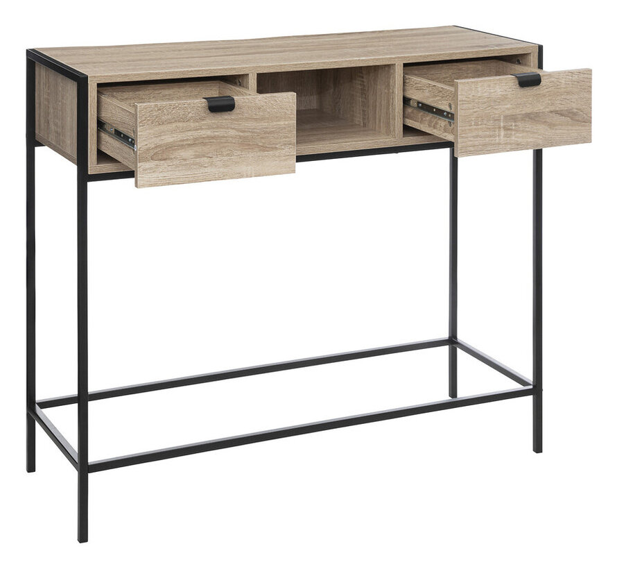 Table murale avec 2 tiroirs - Table console - Marron/Noir - 5Five