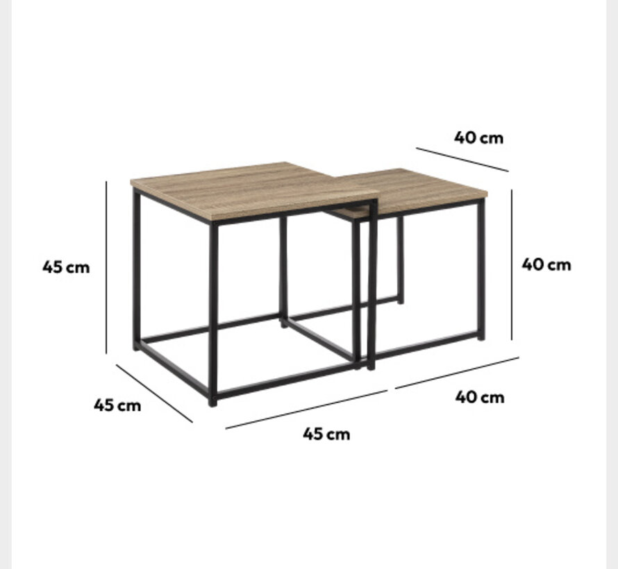 Side tables - Set of 2 - Black/Brown - 5Five