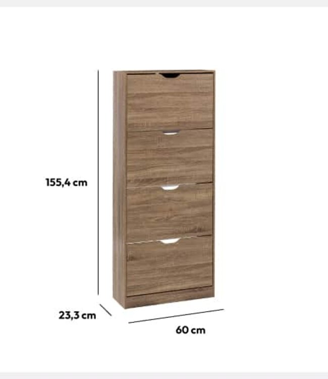 Shoe cabinet - 4 Drawers - Brown - 5Five