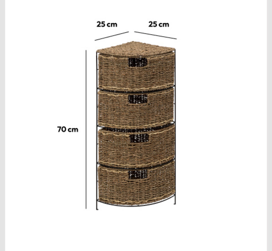 Rieten Opbergset - Hoekopslag - Staand - Bruin