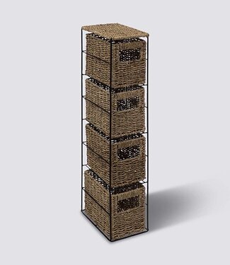  5Five Rieten Opbergset - 4 Stuks - Staand - Bruin