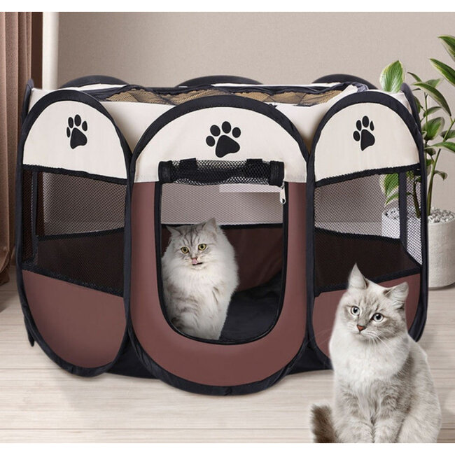 Dog run - Bench - Foldable - Brown/Red