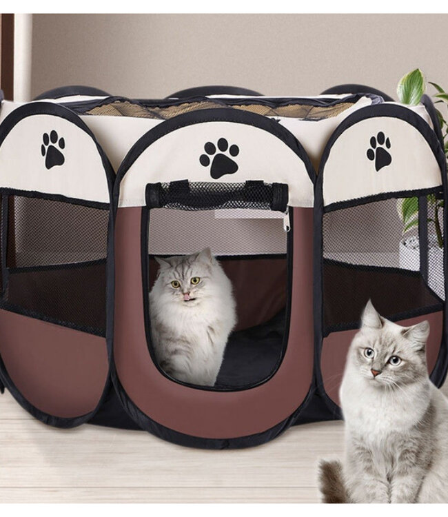 Dog run - Bench - Foldable - Brown/Red