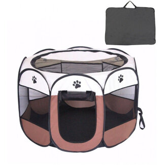 Ecarla Dog run - Bench - Foldable - Brown/Red