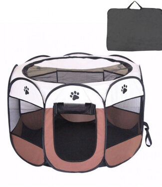 Ecarla Dog run - Bench - Foldable - Brown/Red