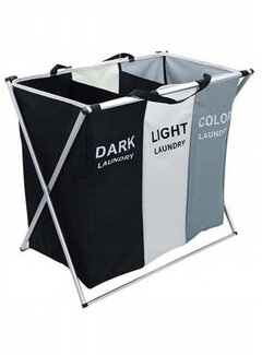 Ecarla Large laundry basket - 3 Compartments - Foldable