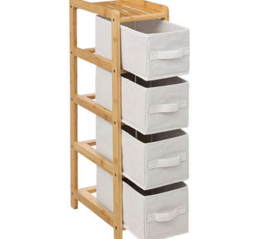 Bamboo Storage Cabinet - Bathroom Cabinet - 4 Levels