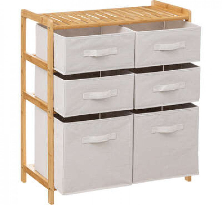 Bamboo Storage Cabinet - Bathroom Cabinet - 6 Drawers