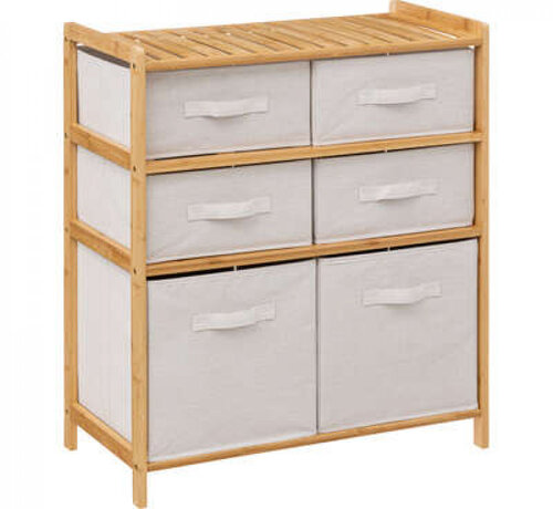 5Five Bamboo Storage Cabinet - Bathroom Cabinet - 6 Drawers